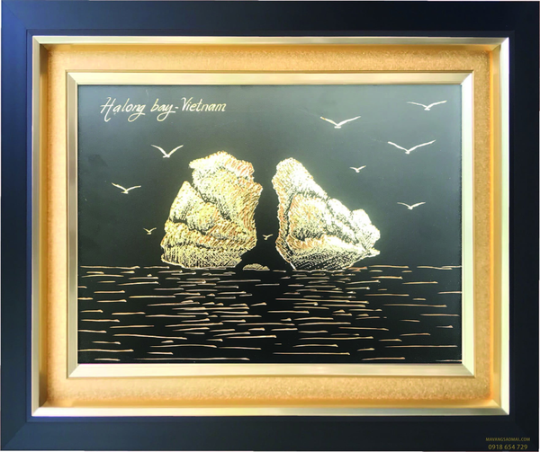 Tranh Hòn Trống Mái Mạ Vàng
