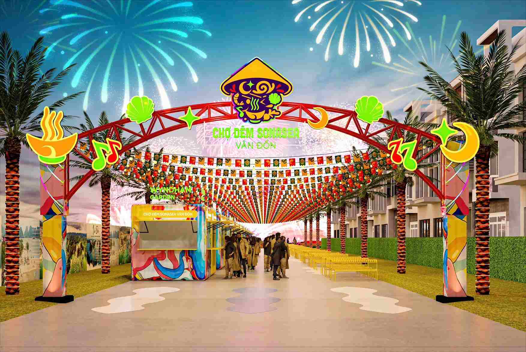 Chợ Đêm Vân Đồn Nằm Trong Khuôn Viên Wyndham Garden Sonasea Vân Đồn